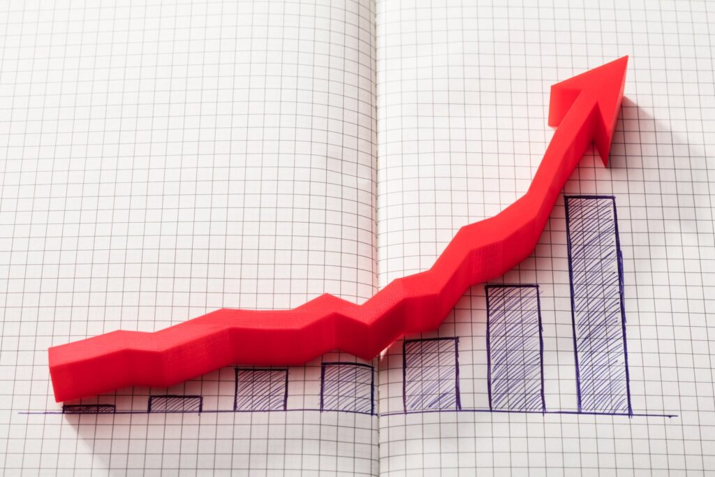 Business growth chart showing upward trend to recover Walmart Buy Box performance