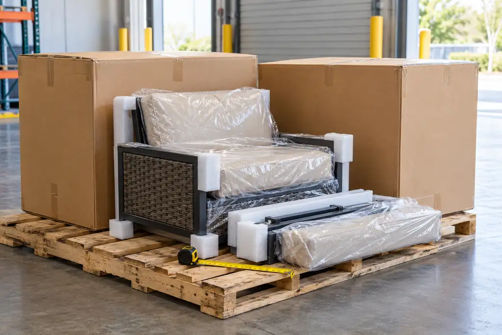 Multi-box patio furniture return arranged for item-specific exemption review